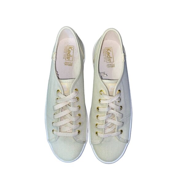 Keds Sneakers Womens 9 Used Cream Gold Shimmer Excellent Used Condition - Picture 3 of 11